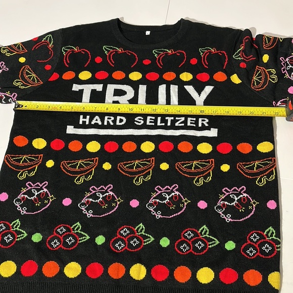 Truly Hard Seltzer Ugly Christmas Sweater Large Black fruit colorful - Picture 4 of 5